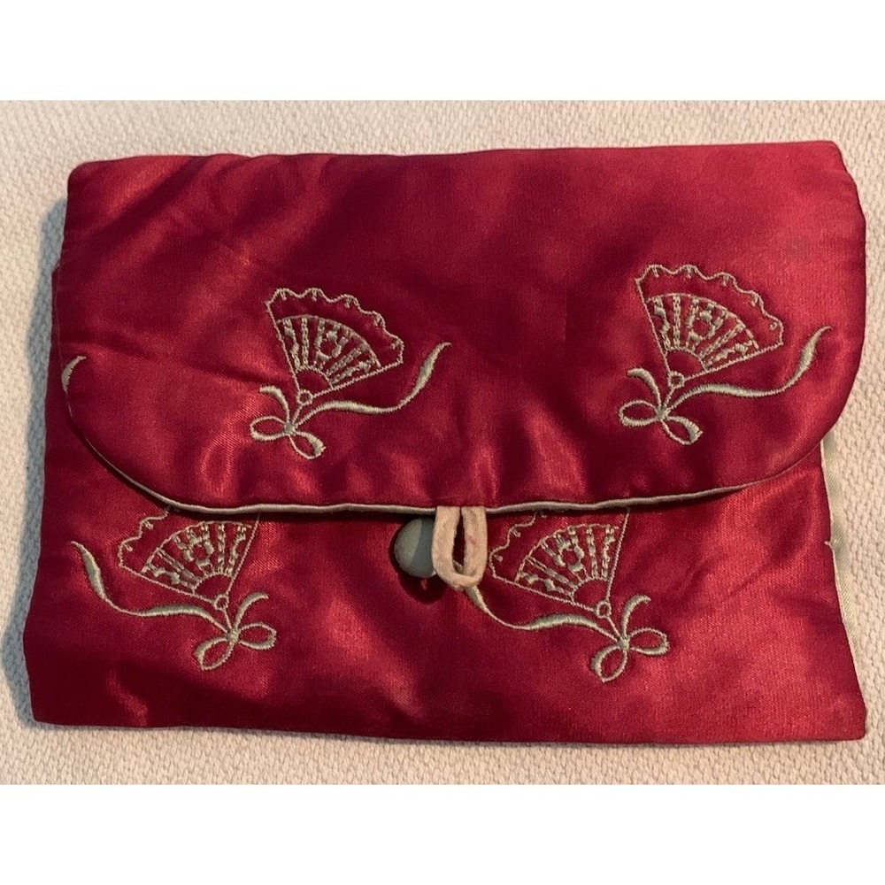 Vintage Embroidered Asian Inspired Silk Clutch Evening Bag‎ Purse